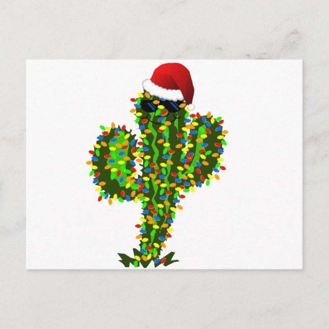 Cartão Postal De Festividades Luzes de Natal do Saguaro (Frente)