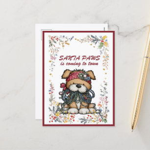 Cartão Postal De Festividades Luzes de Natal para Cachorro O PAPAI NOEL DAS PATA