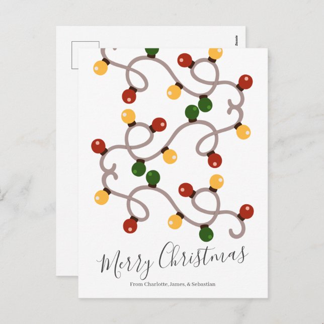 Cartão Postal De Festividades Luzes de Natal Personalizadas (Frente/Verso)