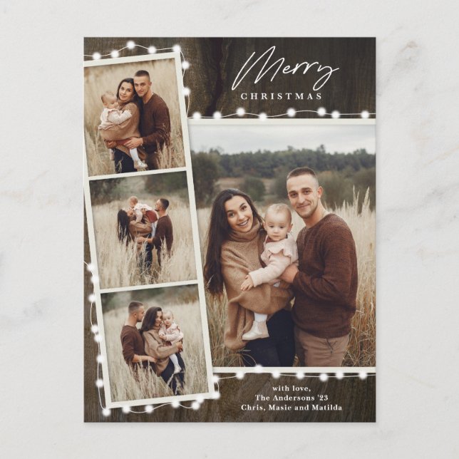 Cartão Postal De Festividades Luzes de Natal Russas 4 Colagem de Fotos (Frente)