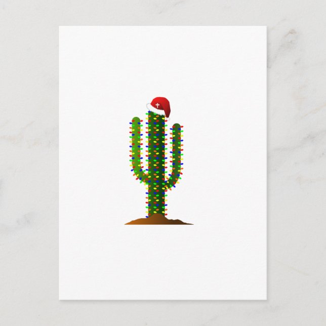 Cartão Postal De Festividades Luzes de Natal Saguaro Cactus arizona (Frente)