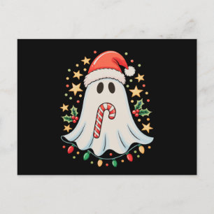Cartão Postal De Festividades Luzes Fantasmas Fofos Árvore Bolo Feliz Natal