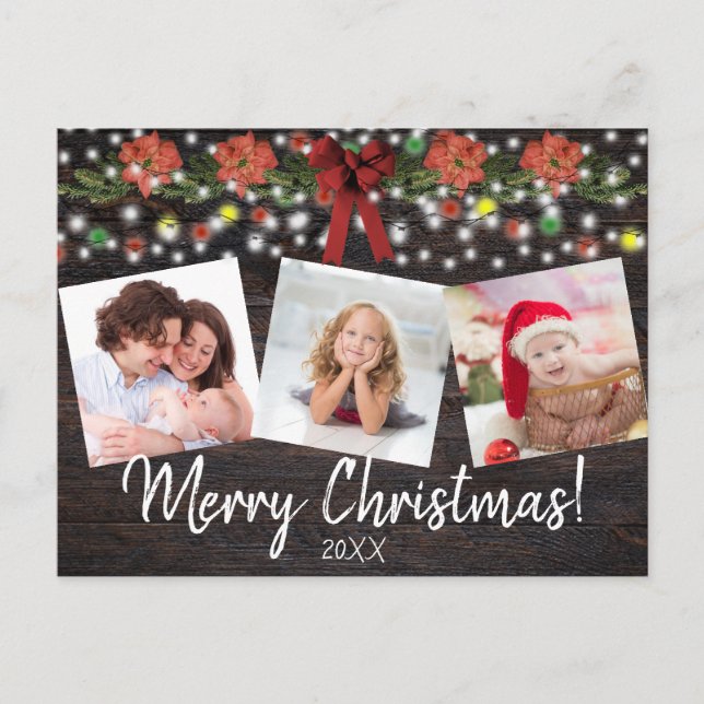 Cartão Postal De Festividades Luzes Festivas de Natal Russas e Garland 3 Foto (Frente)