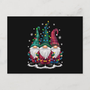 Cartão Postal De Festividades Luzinhas de Natal Três Gnomos Natal