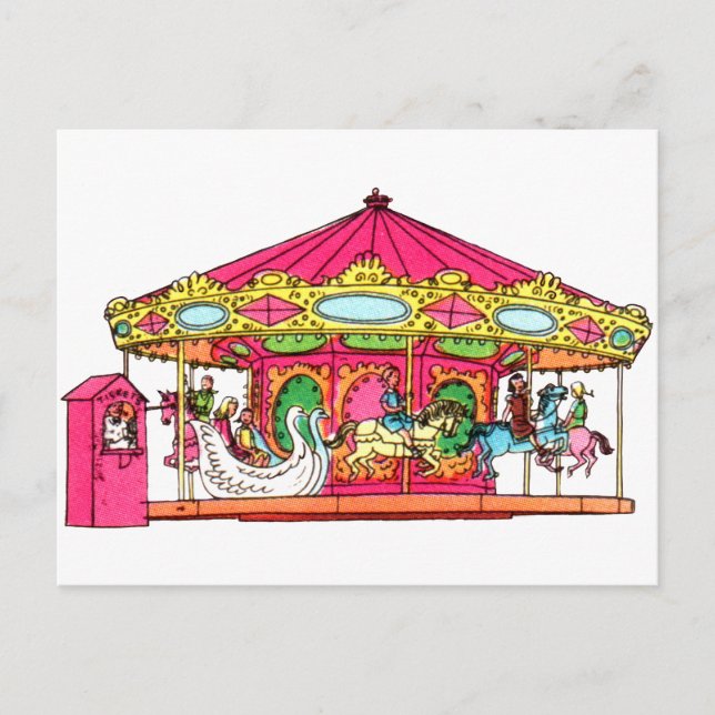 Cartão Postal De Festividades 'M' is for Merry Go Round (Frente)
