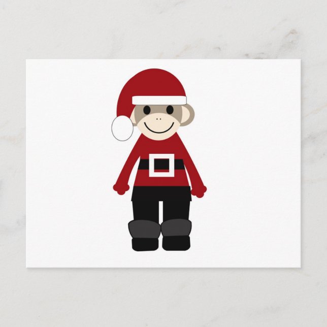 Cartão Postal De Festividades Macaco-meia-papai noel (Frente)