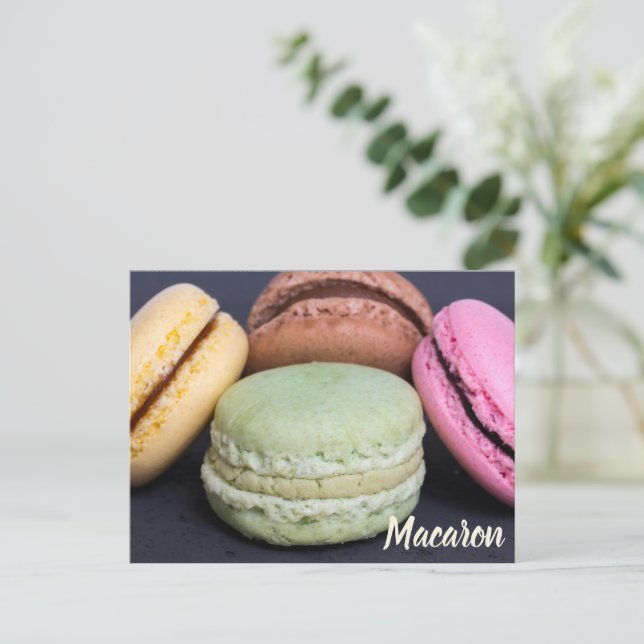 Cartão Postal De Festividades Macaron Pestris para presente de dente doce (Em pé/Frente)