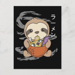 Cartão Postal De Festividades Macarrão Japonês Noodles Halloween Preguiça Ramen 