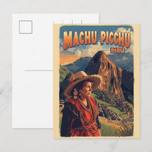 Cartão Postal De Festividades Machu Picchu Peru presente de mulher idosa local