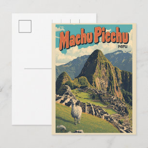 Cartão Postal De Festividades Machu Picchu Peru vistas da montanha lama presente
