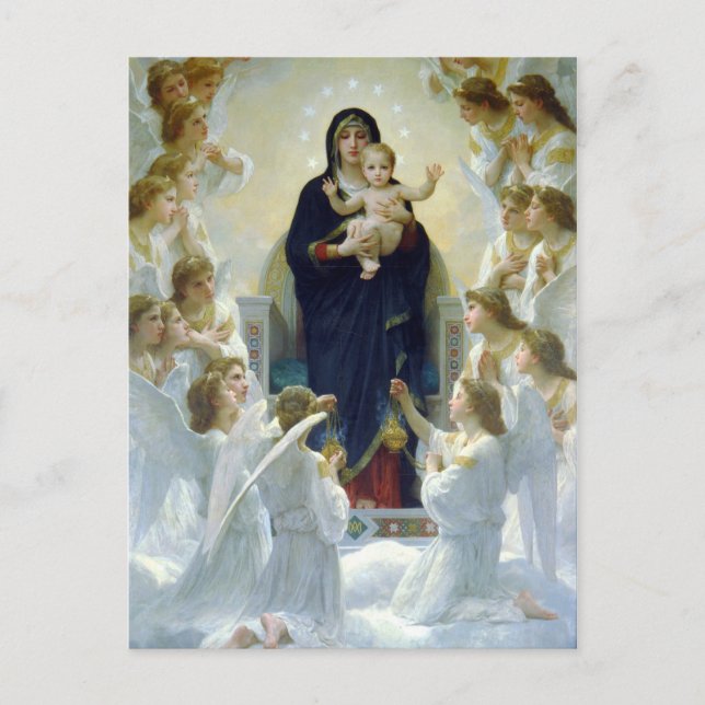 Cartão Postal De Festividades Madonna + child with Angels, christmas postcards (Frente)