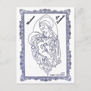 Cartão Postal De Festividades Madonna Con Santacito