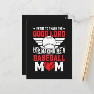 Cartão Postal De Festividades Mãe de Beisebol Mãe de Dia de Jogo de Esportes