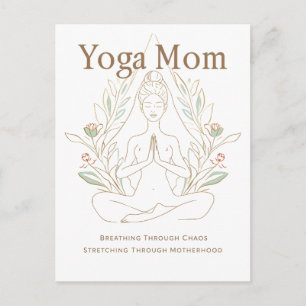 Cartão Postal De Festividades Mãe de Yoga Respirando Através da Maternidade