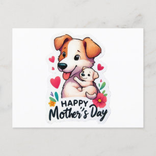 Cartão Postal De Festividades Mãe Dia de as mães cão de animal