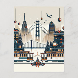 Cartão Postal De Festividades Magia de Natal do Golden Gate São Francisco Natal