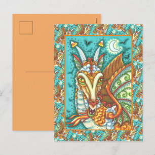 CARTÃO POSTAL DE FESTIVIDADES MAGIC CANDY CORN DRAGON, HALLOWEEN FANTASY BEAST