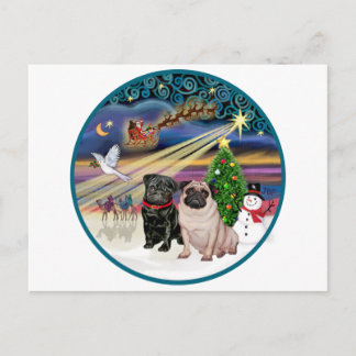 Cartão Postal De Festividades Mágica Xmas (R) - Dois Pugs (F + B)