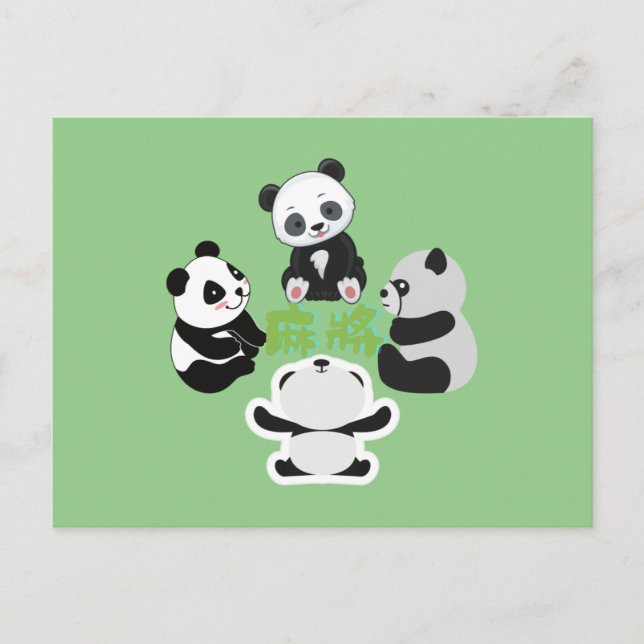 Cartão Postal De Festividades Mahjong Panda Cute Funny (Frente)