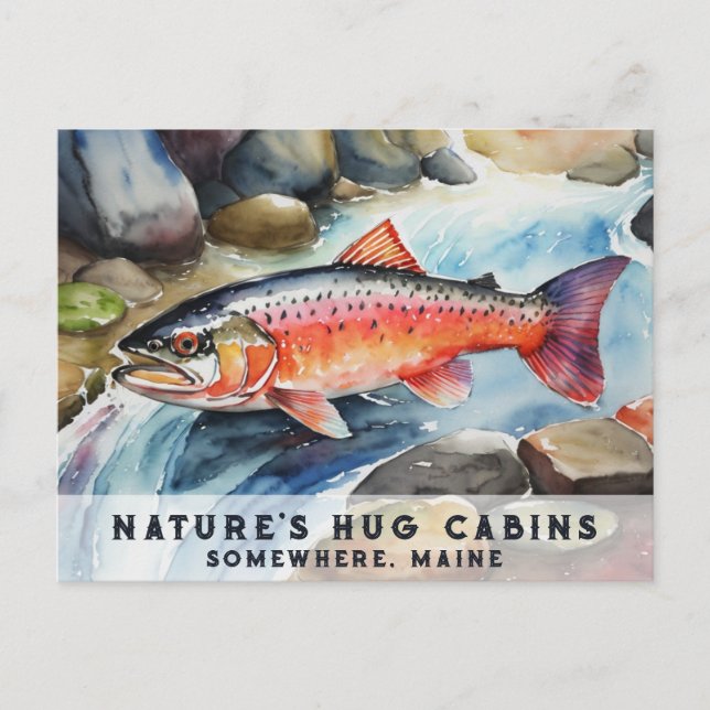 Cartão Postal De Festividades *~* Maine Salmon Fish Natação AP49 Pintura (Frente)