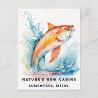 *~* Maine Salmon Fish Natação AP49 Watercolor