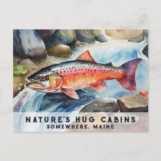 Cartão Postal De Festividades *~* Maine Salmon Fish Natação no rio Água AP49 (Frente)