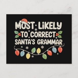 Cartão Postal De Festividades Mais Propenso a Corrigir a Gramática do Papai Noel
