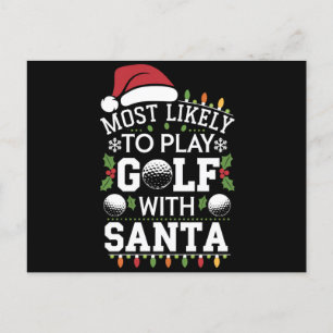 Cartão Postal De Festividades Mais Propenso a Jogar Golfe com o Papai Noel Famíl