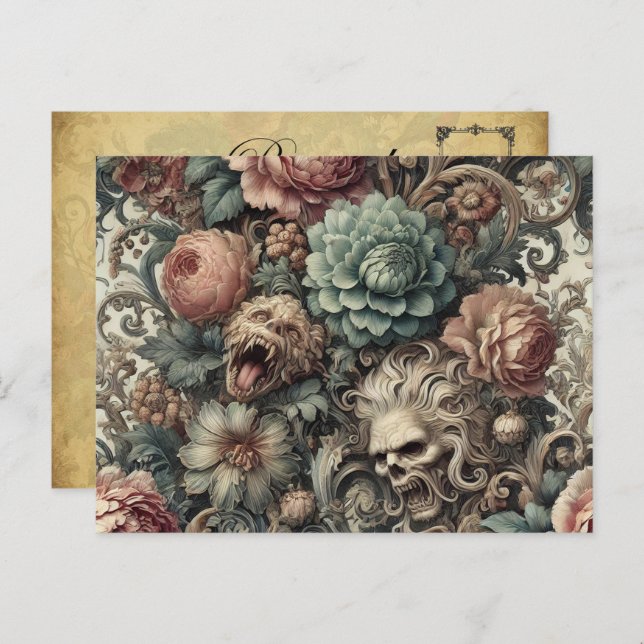 Cartão Postal De Festividades Maldição Botânica - Floral Vitoriano Gótico (Frente/Verso)