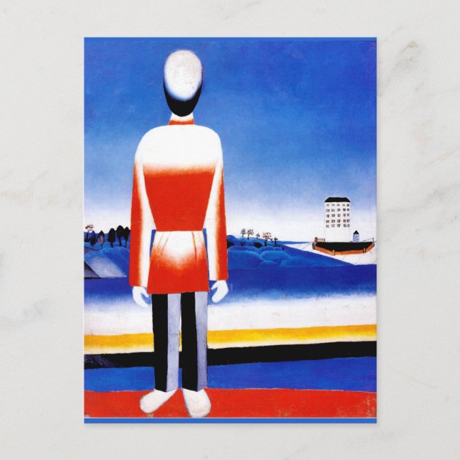 Cartão Postal De Festividades Malevich - Homem na Paisagem Suprematista (Frente)