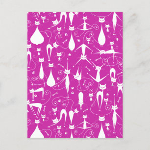 Cartão Postal De Festividades Malhação de Gatinho Engraçado Roxo