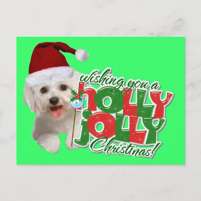 Cartão Postal De Festividades Malteses têm Holly Jolly Natal (Frente)