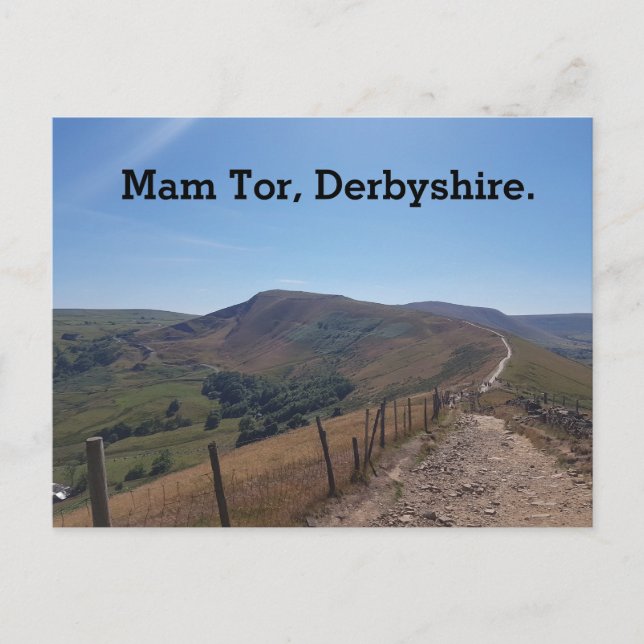 Cartão Postal De Festividades Mam Tor, Derbyshire. (Frente)