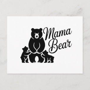 Cartão Postal De Festividades Mamãe Urso com Filhotes Família de Ursos Fofa