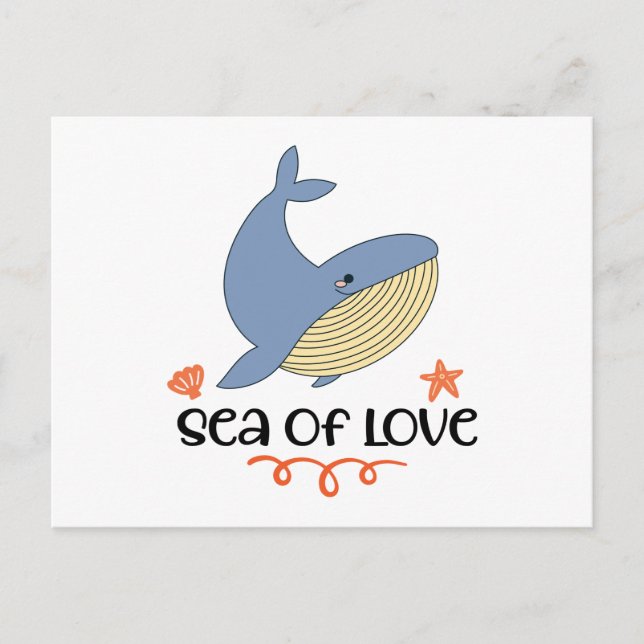 Cartão Postal De Festividades Mamífero Marinho da Baleia Azul de Kawaii (Frente)