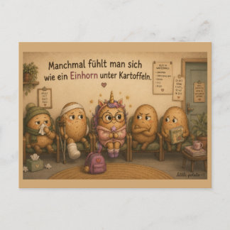 Cartão Postal De Festividades Manchmal fühlt man sich - Einhorn - Wartezimmer