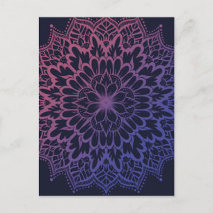 Cartão Postal De Festividades Mandala Floral de Flor de Yoga