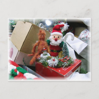 Cartão Postal De Festividades Mandarina e Papais noeis