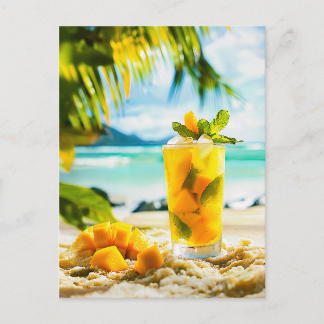 Cartão Postal De Festividades Mango Mint Cocktail - Vibes Tropicais (Frente)