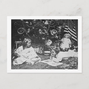Cartão Postal De Festividades Manhã de Natal 1901 Vintage Stereoview