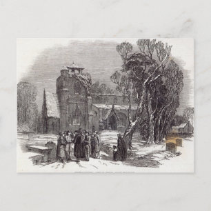 Cartão Postal De Festividades Manhã de Natal: Ir à igreja