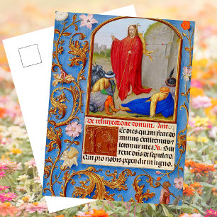 Cartão Postal De Festividades Manuscrito Medieval Cristão Ressurreição Páscoa