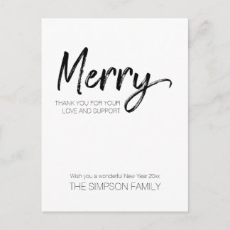 Cartão Postal De Festividades Manuscrito Minimalista Feliz Natal