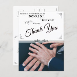 Cartão Postal De Festividades Mãos de um Casal de Casamento Gay com Anéis