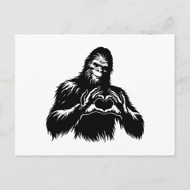 Cartão Postal De Festividades Mãos do Coração Bigfoot (Frente)