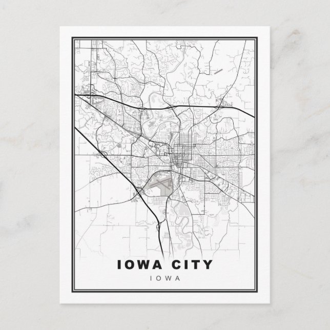 Cartão Postal De Festividades Mapa da cidade de Iowa (Frente)