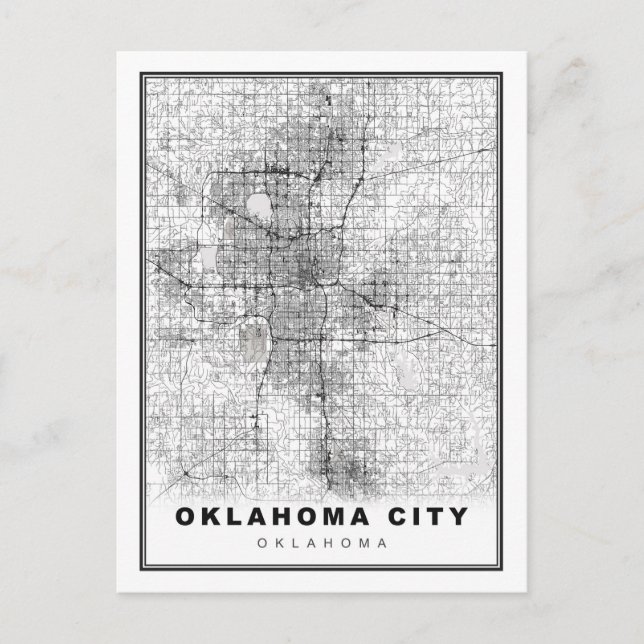 Cartão Postal De Festividades Mapa da Cidade de Oklahoma (Frente)