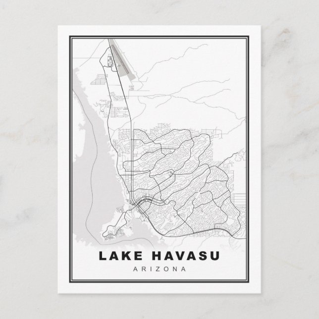 Cartão Postal De Festividades Mapa da Cidade do Lago Havasu (Frente)