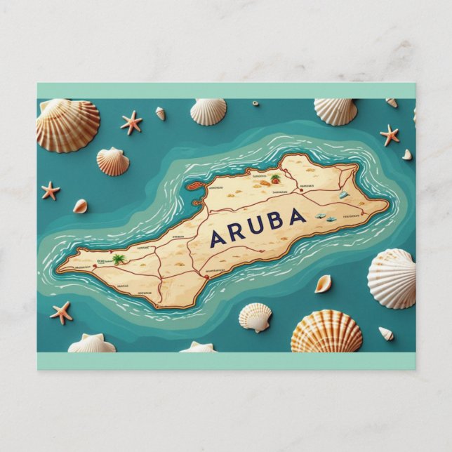 Cartão Postal De Festividades Mapa da ilha de Aruba (Frente)