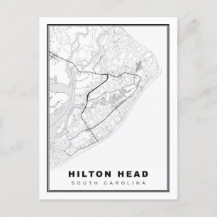 Cartão Postal De Festividades Mapa da Ilha Hilton Head